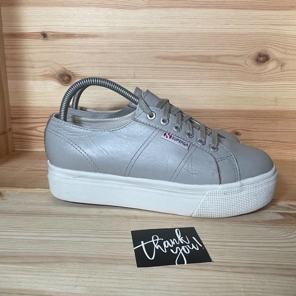 WMs Superga S00A710 Gray White Sneaker Shoes US 7